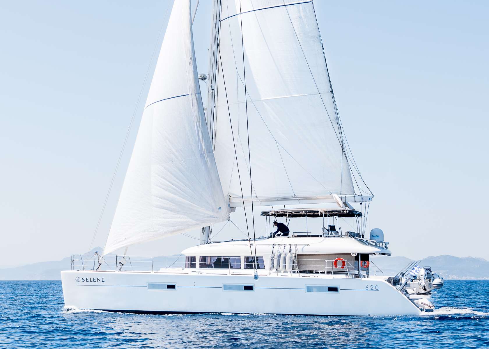 Selene Crewed Lagoon 620 Catamaran Charter Sailing in Greece