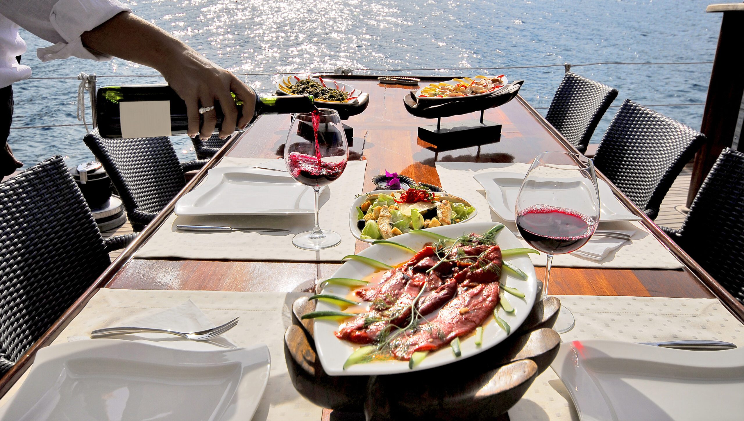 mega yacht charter food