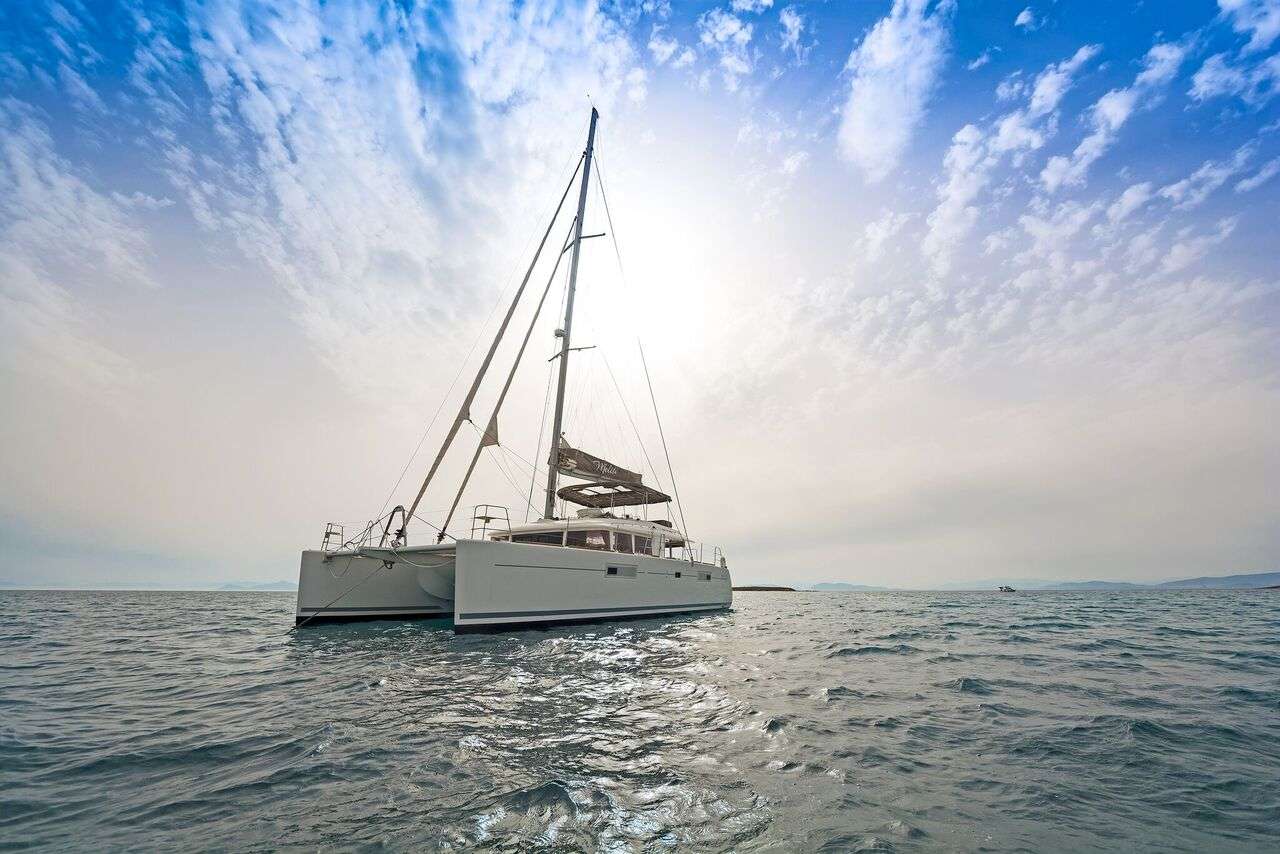 Meliti Crewed Lagoon 560 Catamaran Charter Sailing in Greece