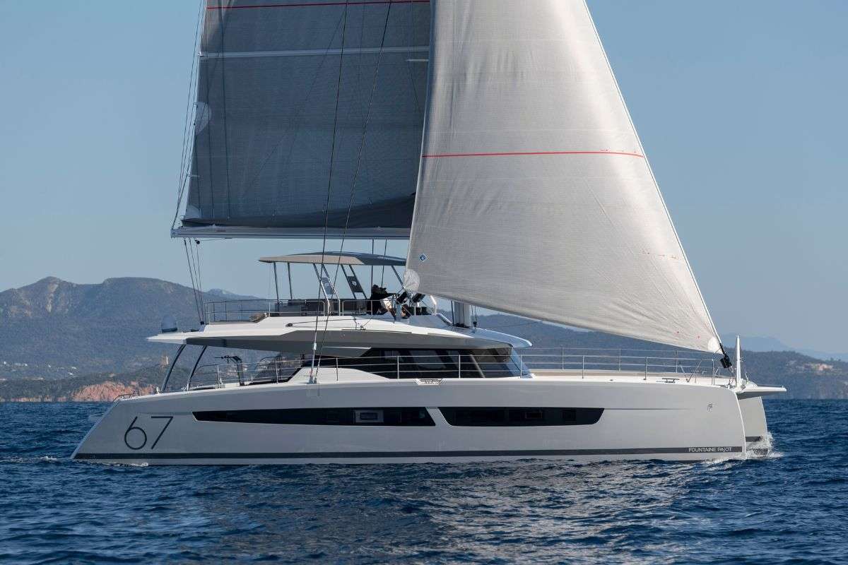 Stephanie Crewed Fountaine Pajot Alegria 67 Catamaran Charters Sailing Greece.