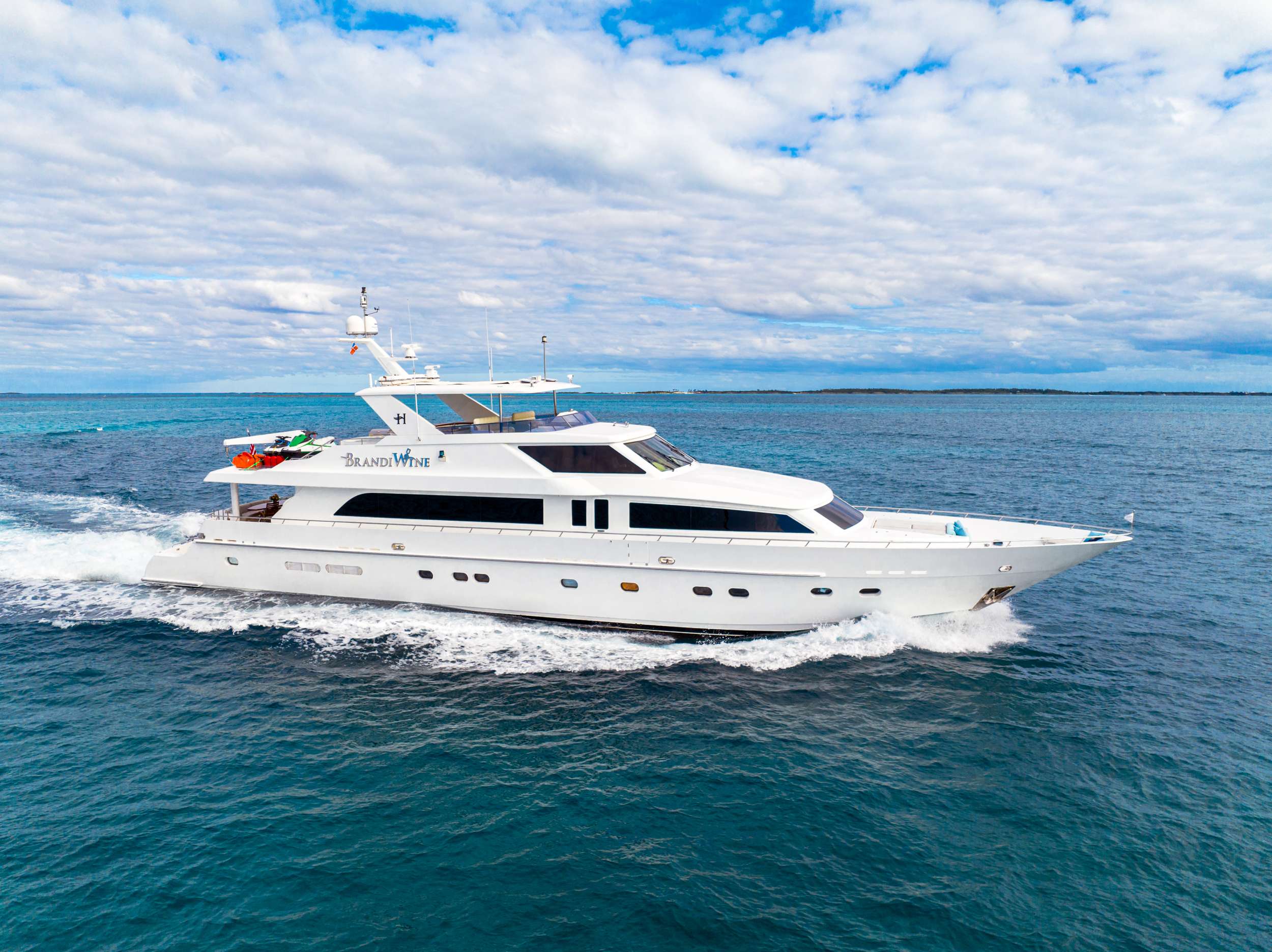 Brandi Wine Luxury Hargrave 114 Yacht Charter Cruising the Bahamas