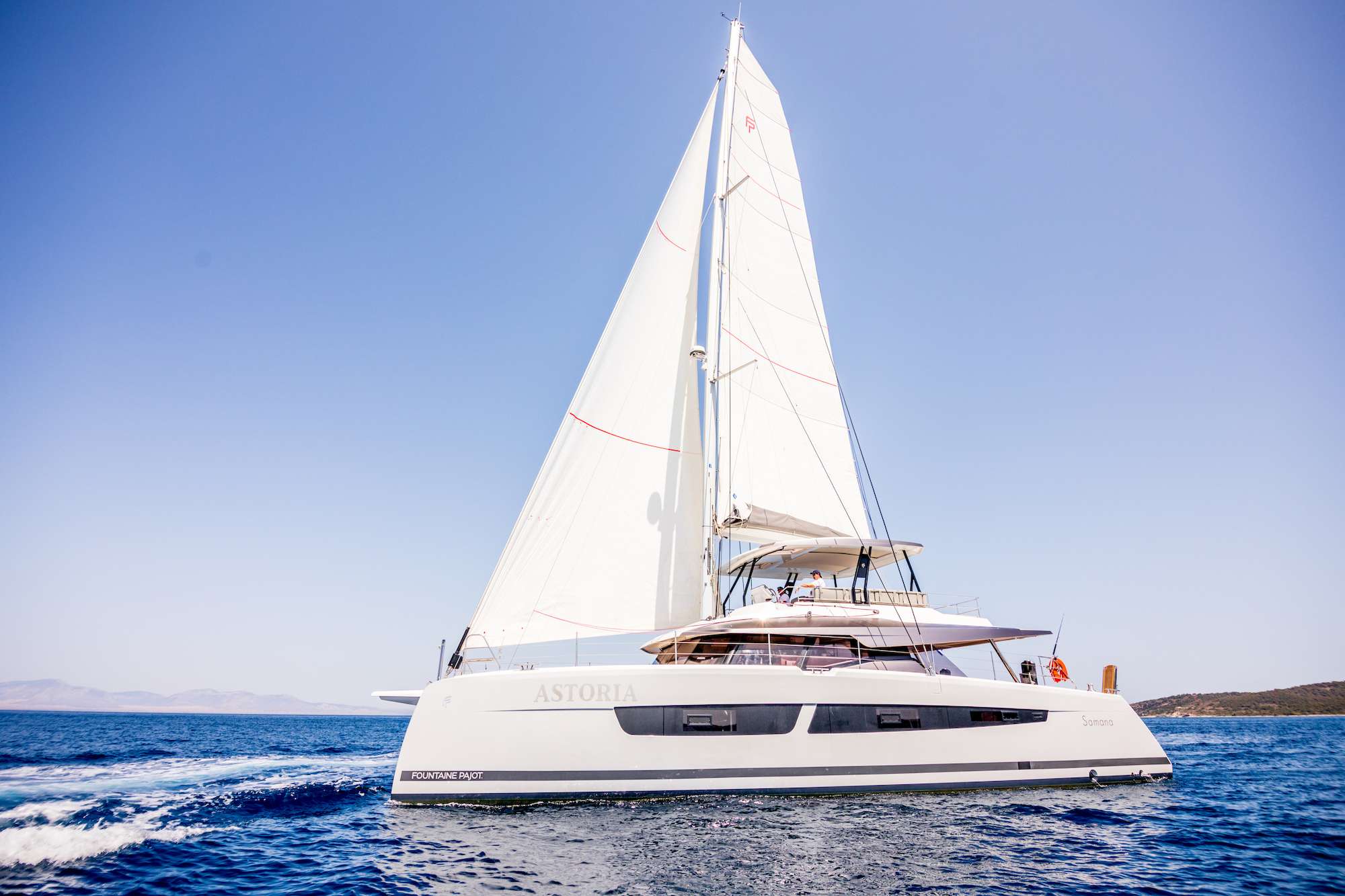 Astoria Crewed Fountaine Pajot Samana 59 Catamaran Charter Sailing Greece