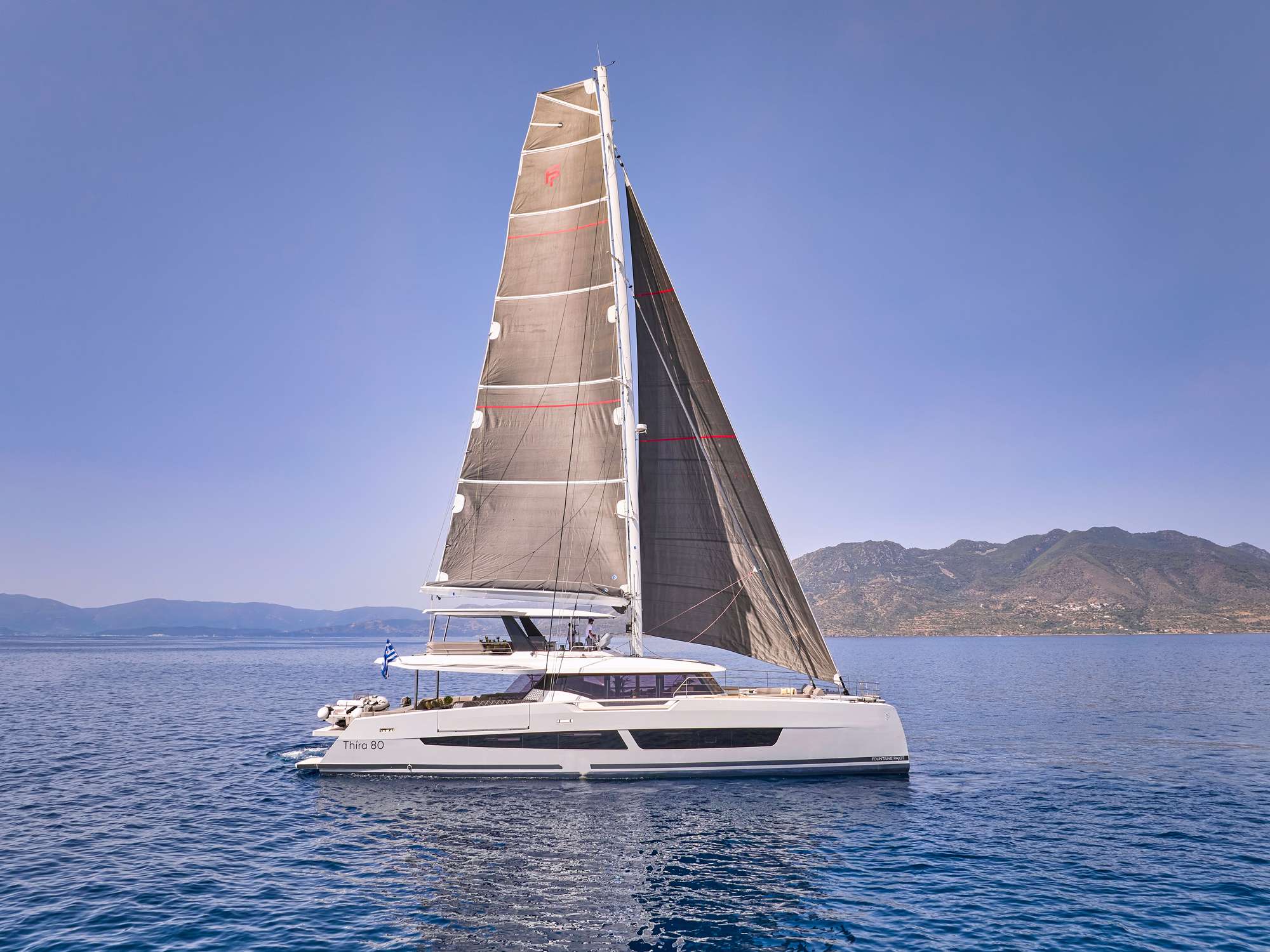 Aloia Crewed Fountaine Pajot Thira 80 Catamaran Charter Sailing Greece