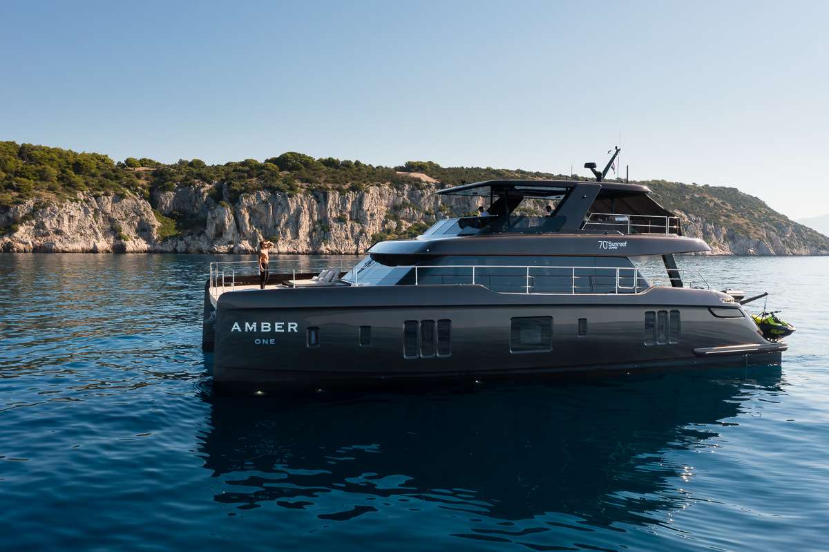 Amber One Crewed Sunreef 70 Powercat Charter Cruising Croatia