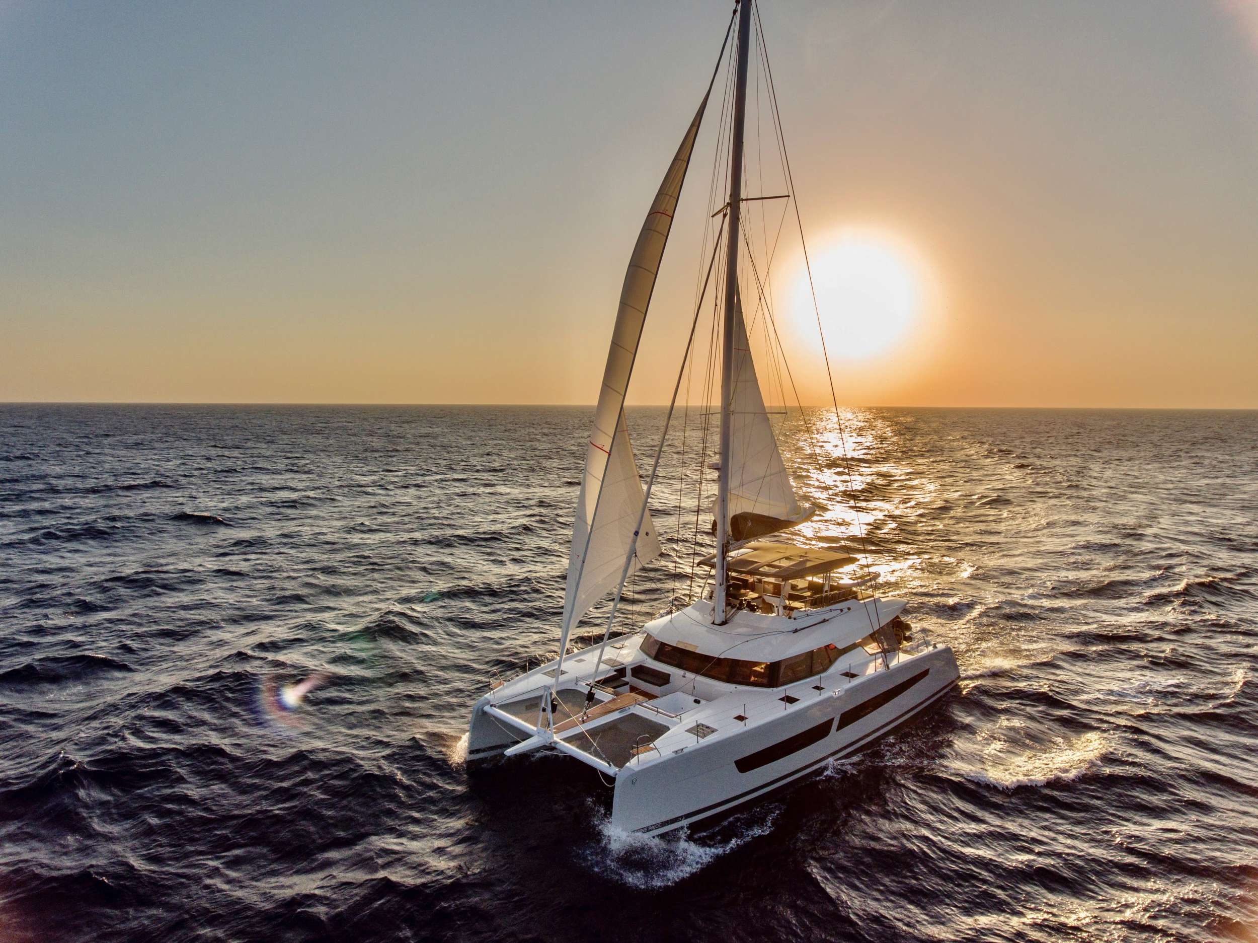 Sunmoon Crewed Fountaine Pajot Alegria 67 Catamaran Charter Sailing Greece