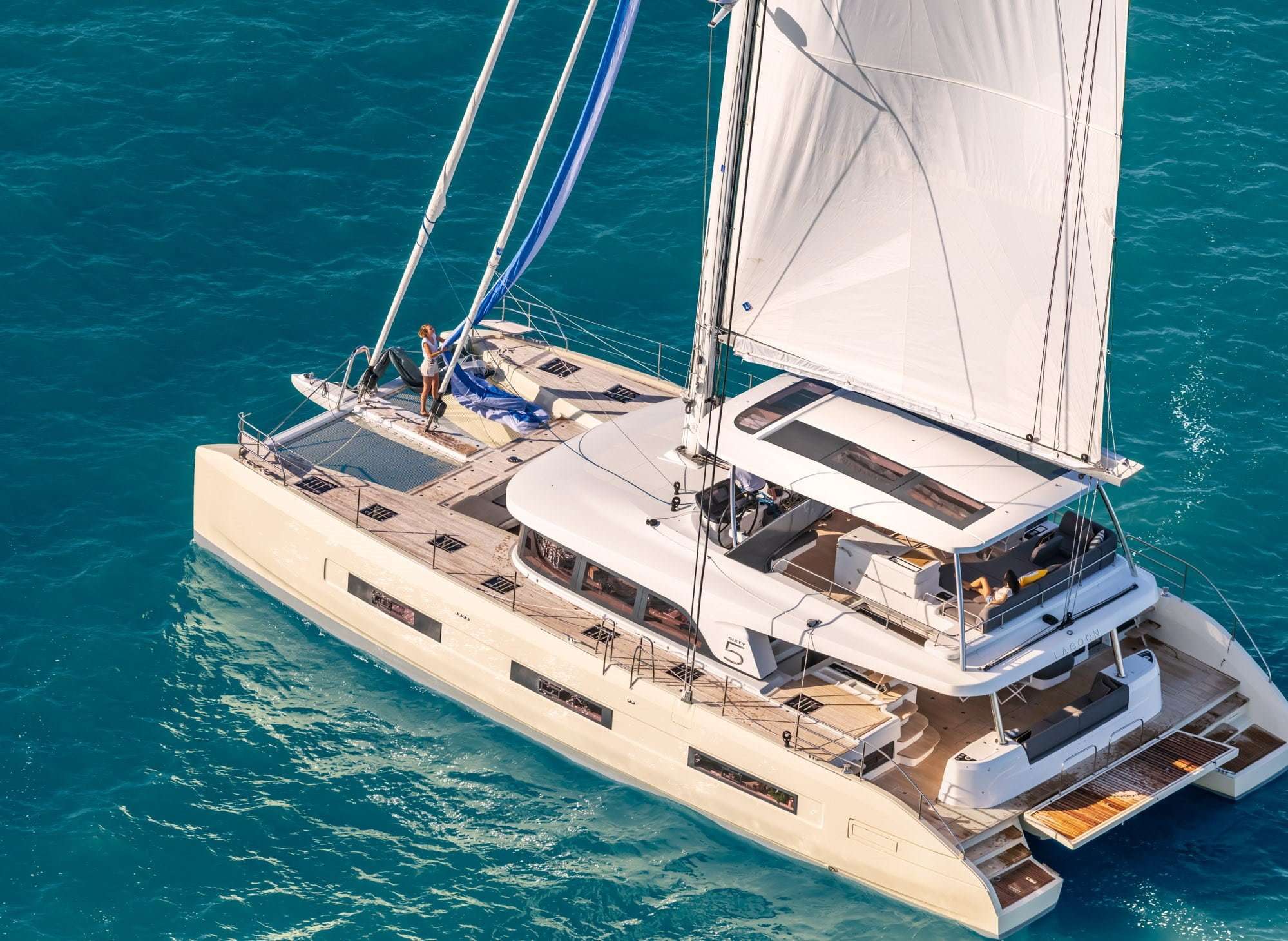 Reverie Crewed Lagoon Sixty 5 Catamaran Charter Sailing the BVI