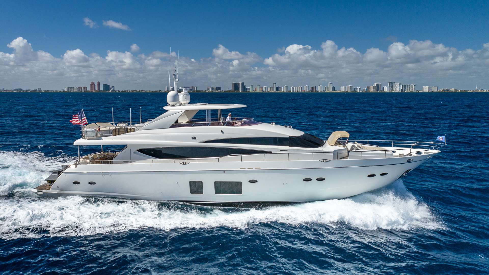 No Curfew Crewed Princess 98 Motoryacht Charter Cruising the Bahamas