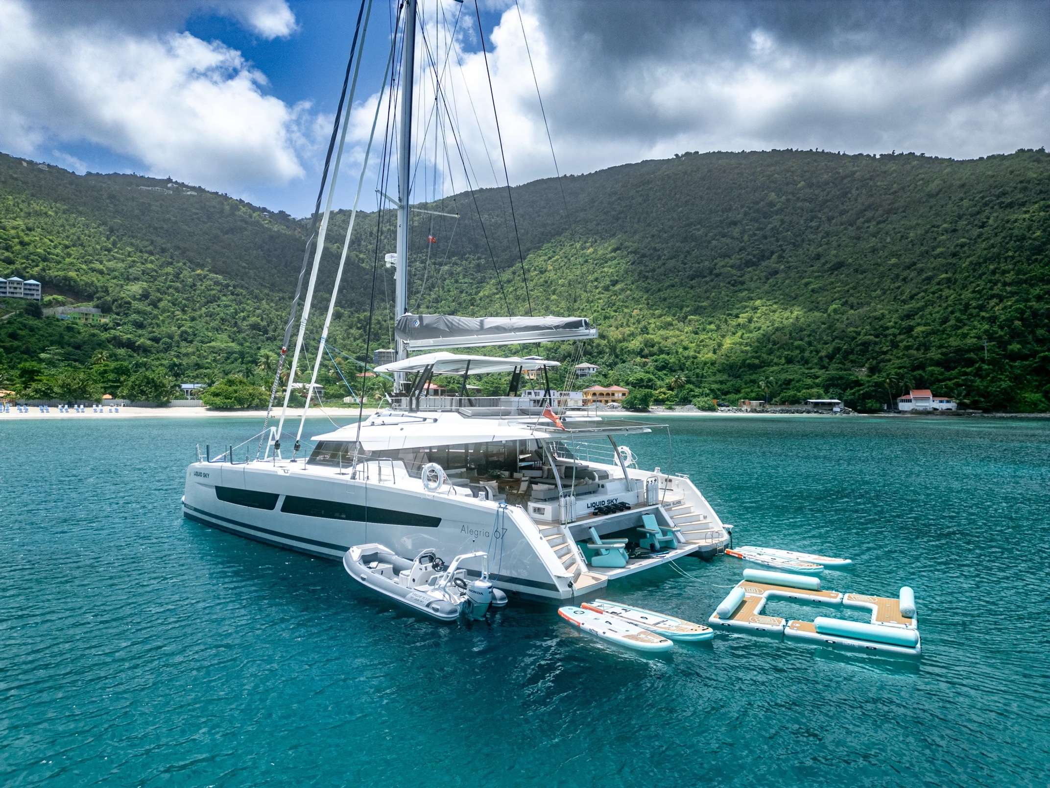 Liquid Sky Crewed Fountaine Pajot Alegria 67 Catamaran Charters Sailing the BVI