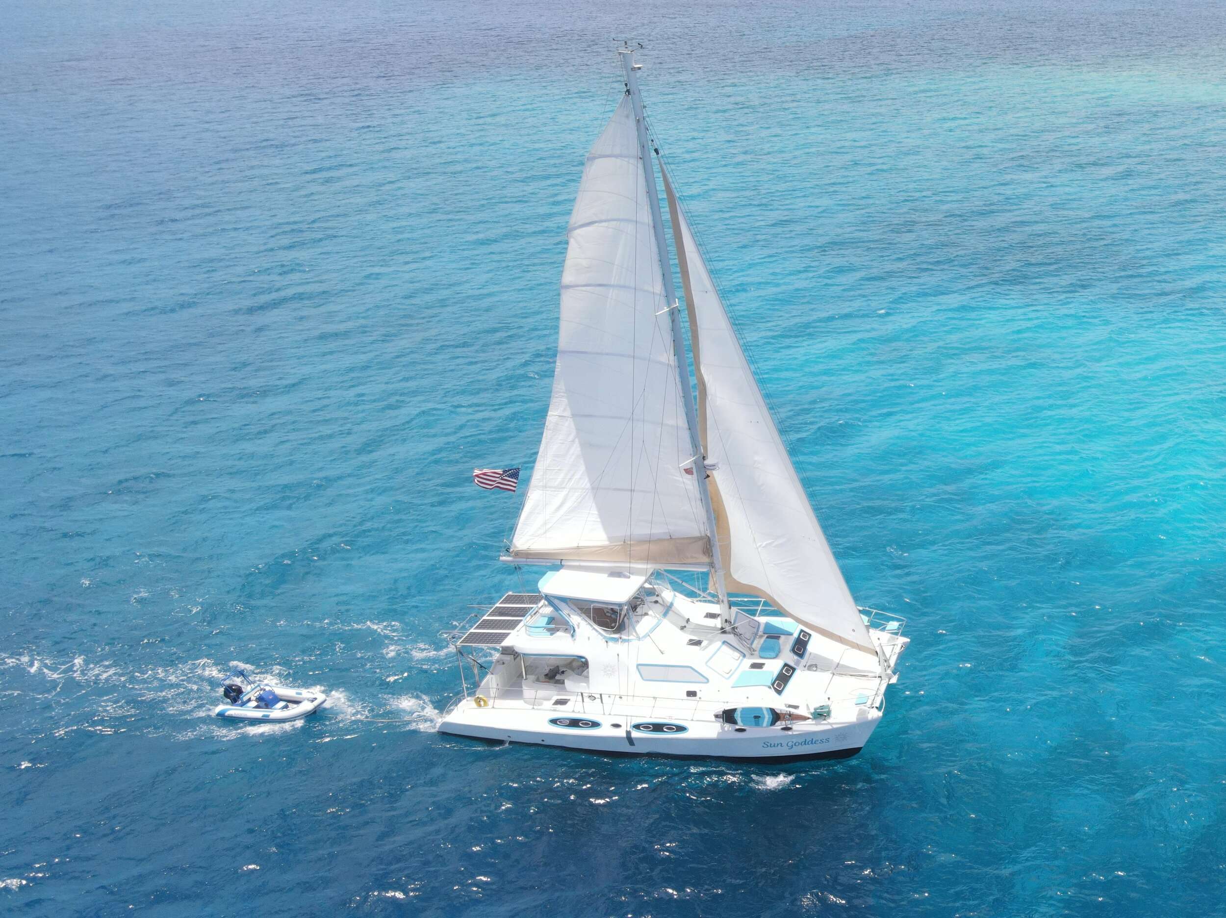 Sun Goddess Crewed Royal Cape Majestic 530 Catamaran Charters Sailing the BVI