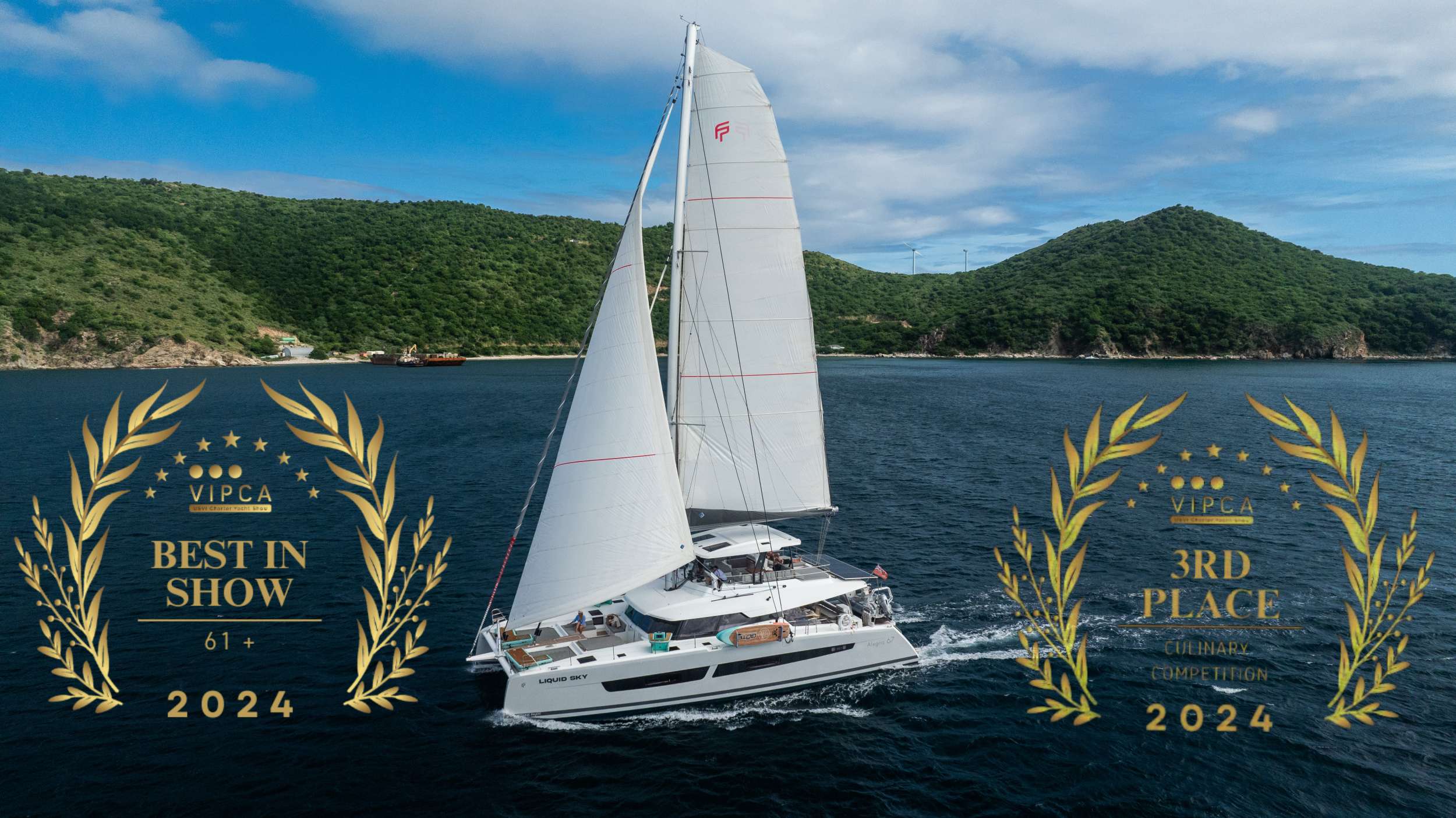 Liquid Sky Crewed Fountaine Pajot Alegria 67 Catamaran Charters Sailing the BVI