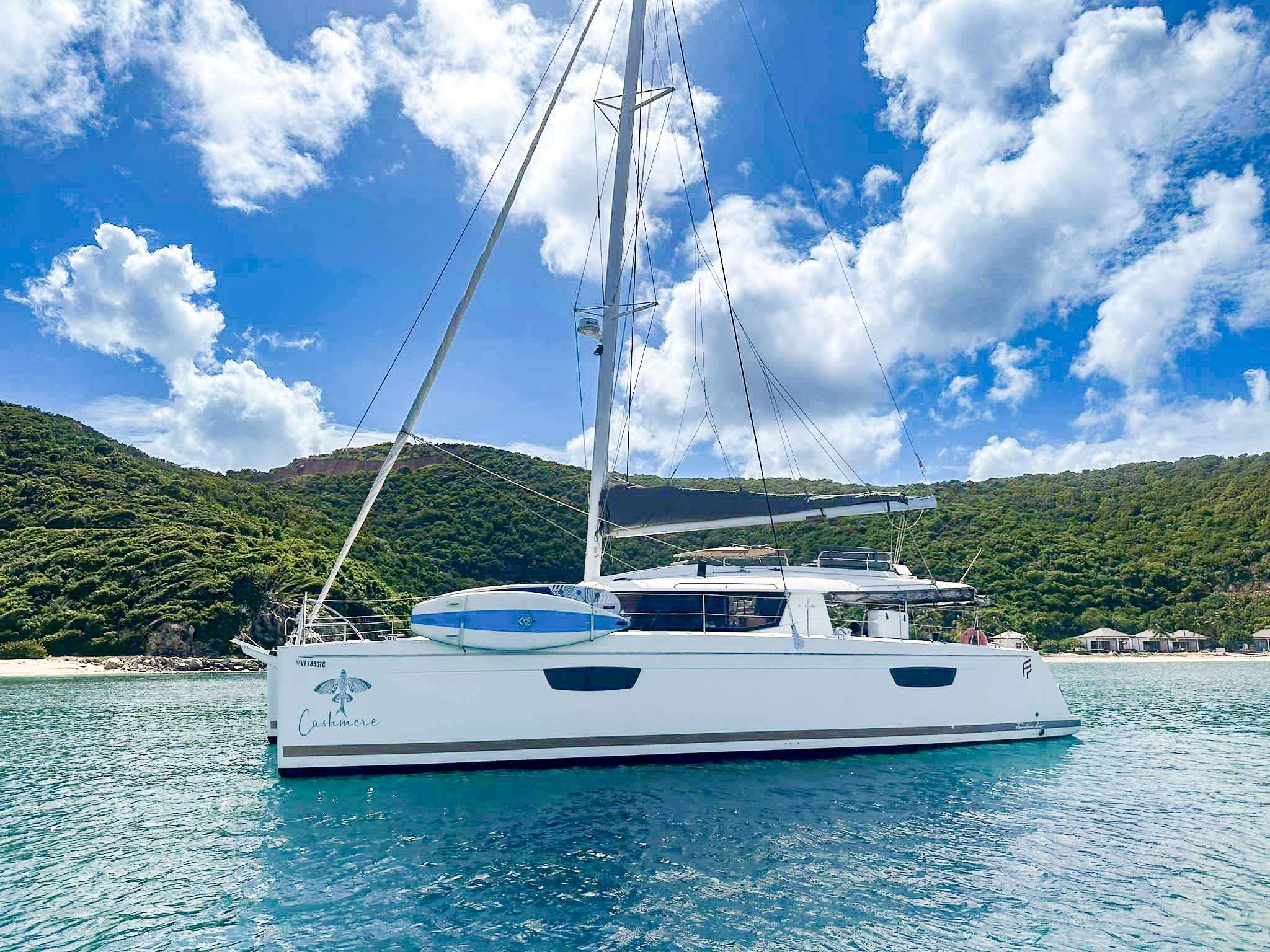 Cashmere Crewed Fountaine Pajot Saba 50 Catamaran Charter Sailing the USVI