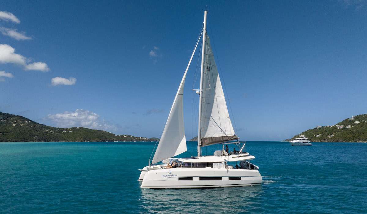 Aquanimity crewed Dufour 48 catamaran charters Sailing the USVI