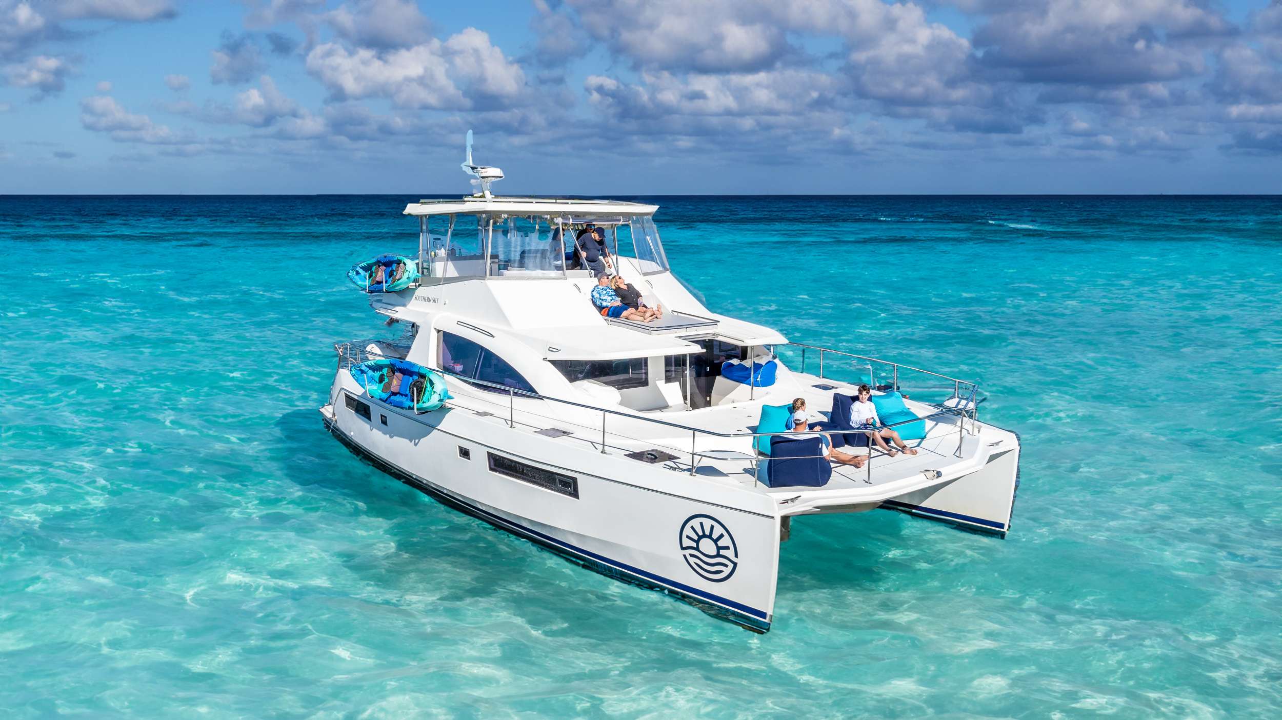 Southern Sky Crewed Leopard 51 Powercat Charter Cruising the Bahamas